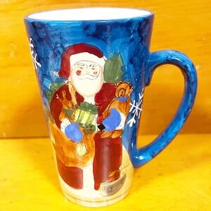 Susan Winget Certified International Santa Mug 5.75" Blue Christmas Latte